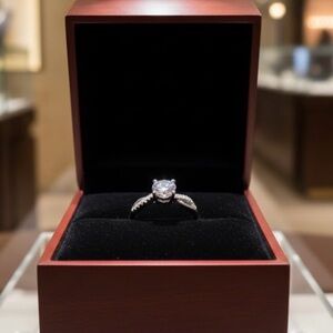 Ethical Luxury Moissanite Solitaire Pavé 925 Sterling Ring Size 7 TW 1CT